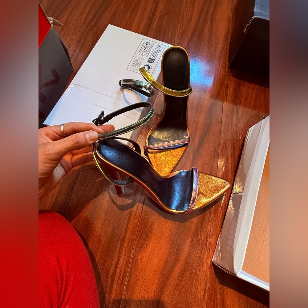 Iridescent Multicolor Stiletto Sandals - Women - Picture 3 of 9